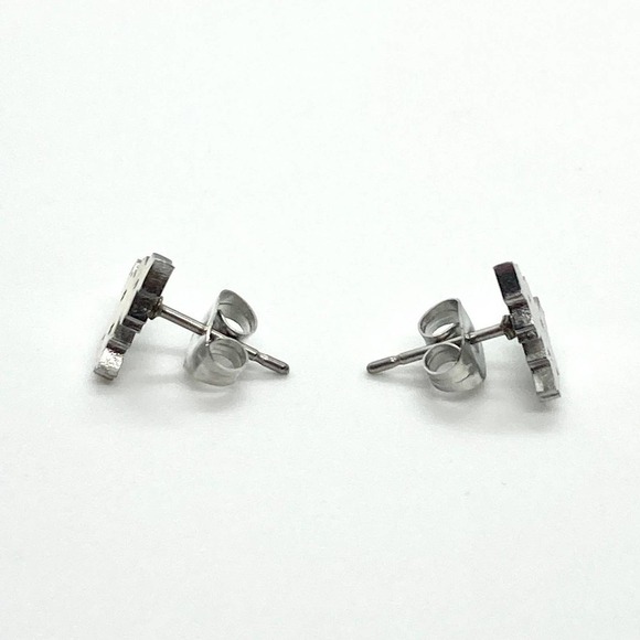 SILVER Tone Christmas Tree Earring Pair - Picture 4 of 8